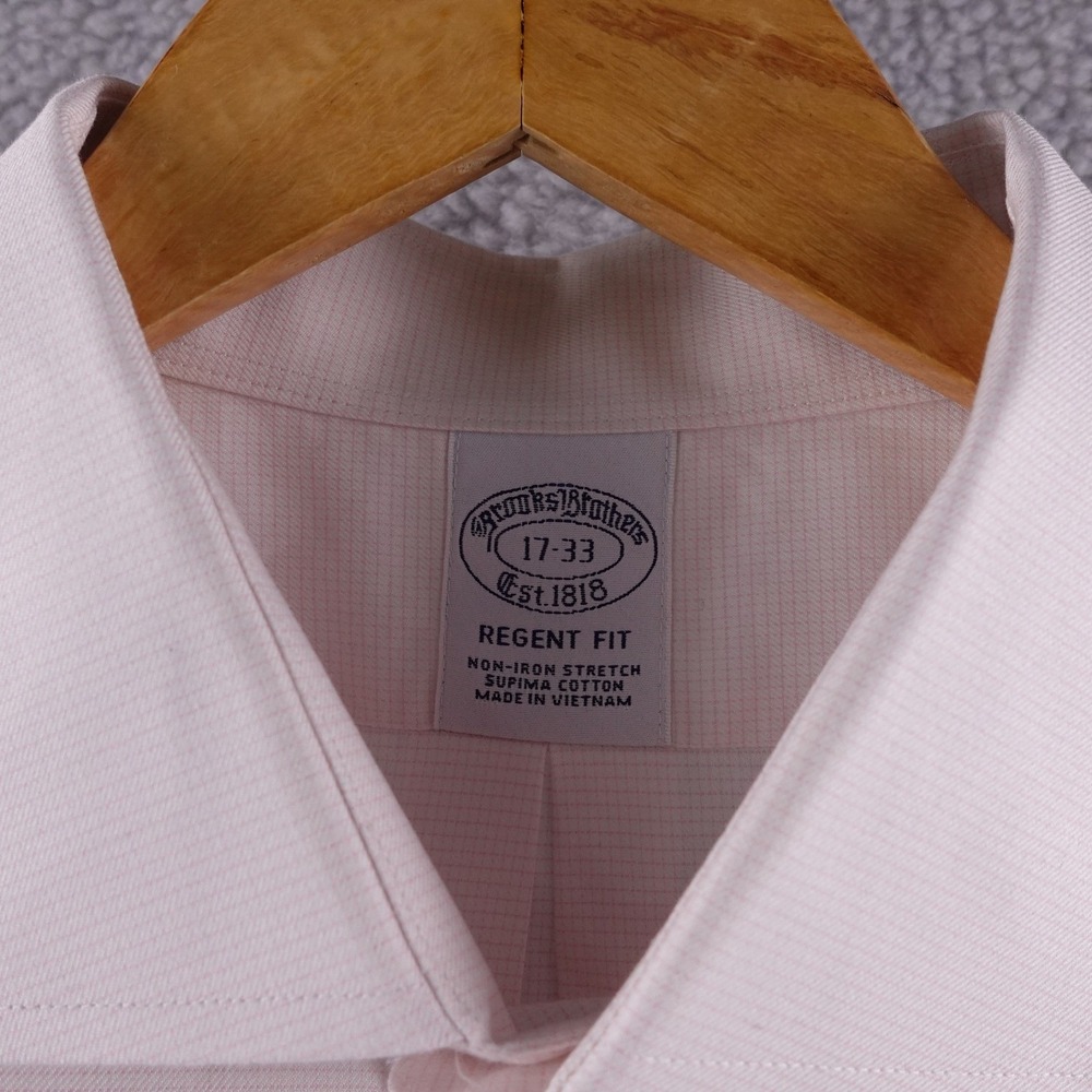 Brooks Brothers Regent Fit Pink Non Iron Stretch Dress Shirt Men 17-33 Preppy - Picture 4 of 7